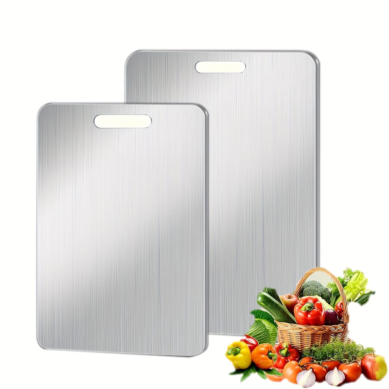 TEMU New Double-sided Food Grade Stainless Steel Cutting Board For Cutting Vegetables And Fruits In 2025