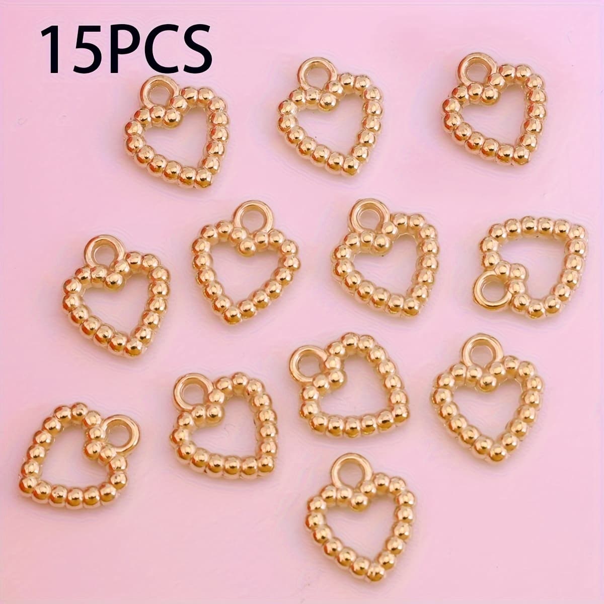 TEMU 15pcs Hollow Small Heart Pendants Ccb Heart Shaped Charms Suitable For Jewelry Making Necklace Earrings Bracelets Holiday Gifts Handmade Additions Supplies