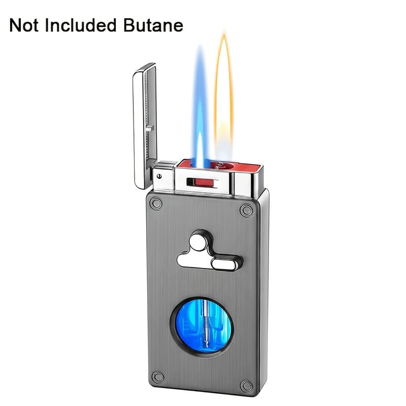 TEMU (not Included Butane) 5 Intelligent Ignition Lighter, Dual Flame Lighter, Windproof Lighter, Voice Controlled Ignition, Gravity Ignition, Blue Flame Flame, Very Suitable For Home Use,