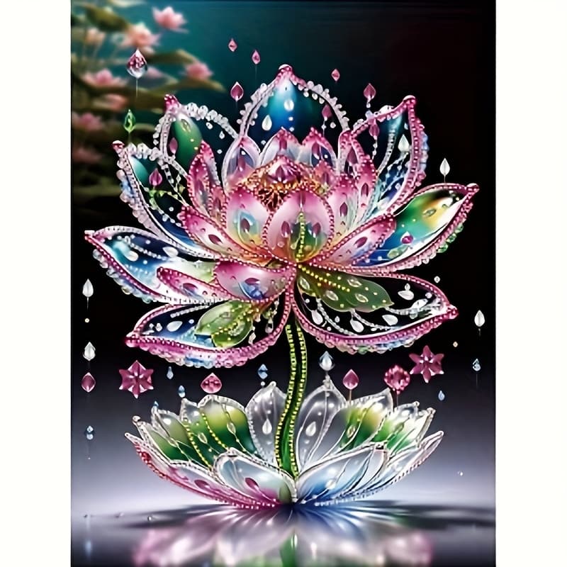 TEMU A Single Piece Of Glazed Lotus Dream Diamond Painting Kit, A -yourself Craft Featuring Partially Embedded Irregular Diamonds. Finished Or Presented As A Handmade Present To