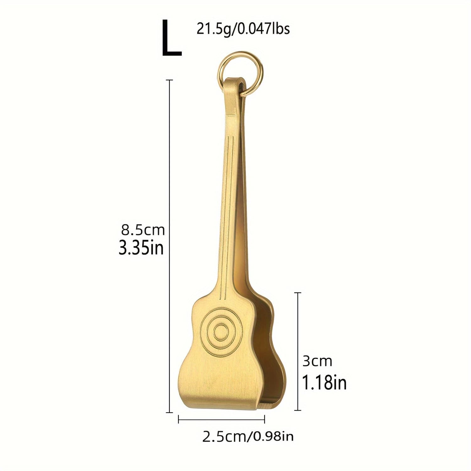 TEMU 1pc Golden Stainless Steel Precision Tweezers - Guitar-shaped Design For Beard, Mustache, And Eyebrow Grooming | Multi-functional Hair Removal Tool With Sleek Finish