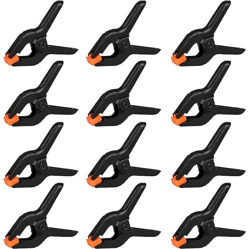 TEMU Goxawee Tool 12-pack 3-inch Plastic Spring Clamps, Heavy-duty Clamps For Woodworking, Crafts, Photography Backdrop Support, And Studio Setup