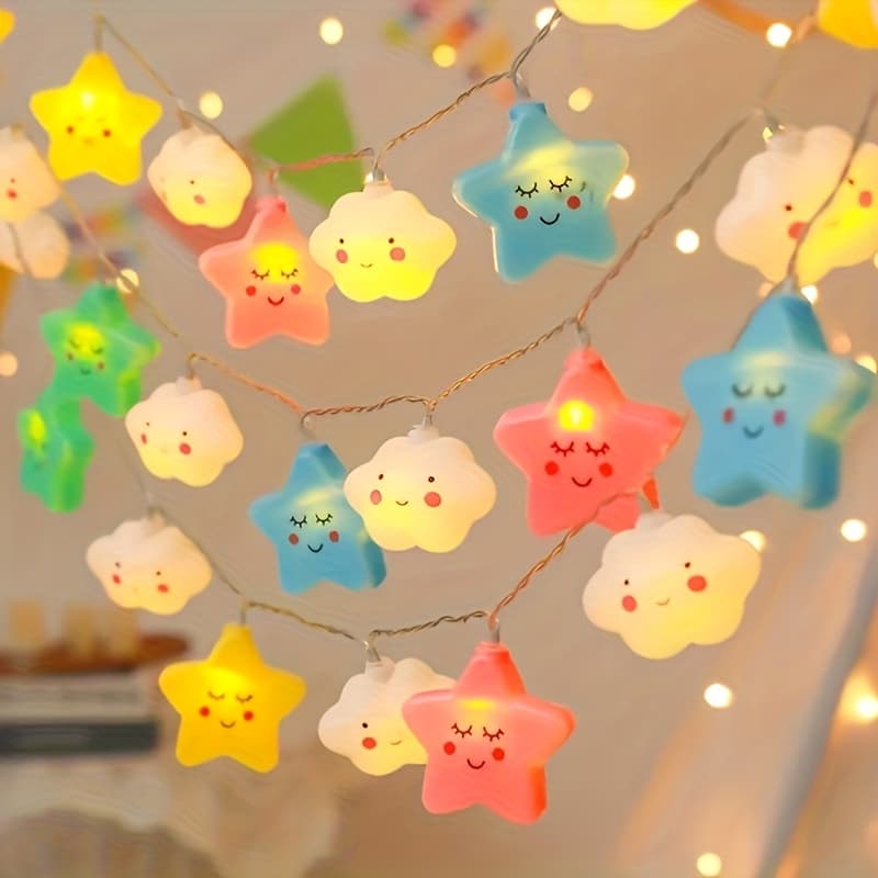 TEMU 1pc Multicolor Mixed Led String Lights, Suitable For Birthday Parties, Holidays Indoor Wedding Home Bedroom Christmas Atmosphere Decoration - Battery Powered (batteries Not Included)