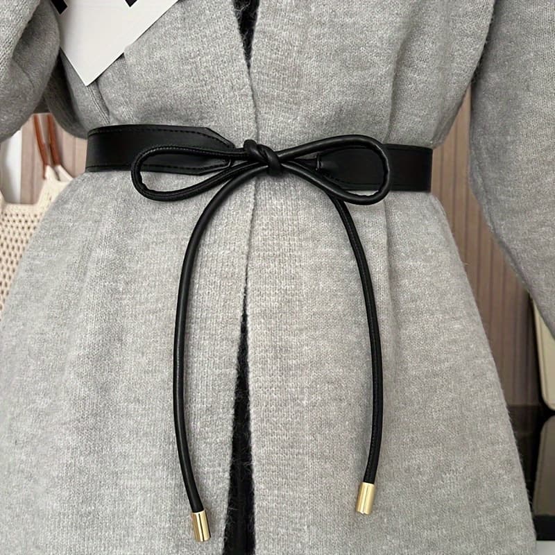 TEMU Fake Bow Belt With Bow Accent - Belted Waist Cinch For Dresses, Sweaters & Jackets - Retro Style Belt Suitable For Daily Wear, School, Weekend - Size (no Wide/ Size)