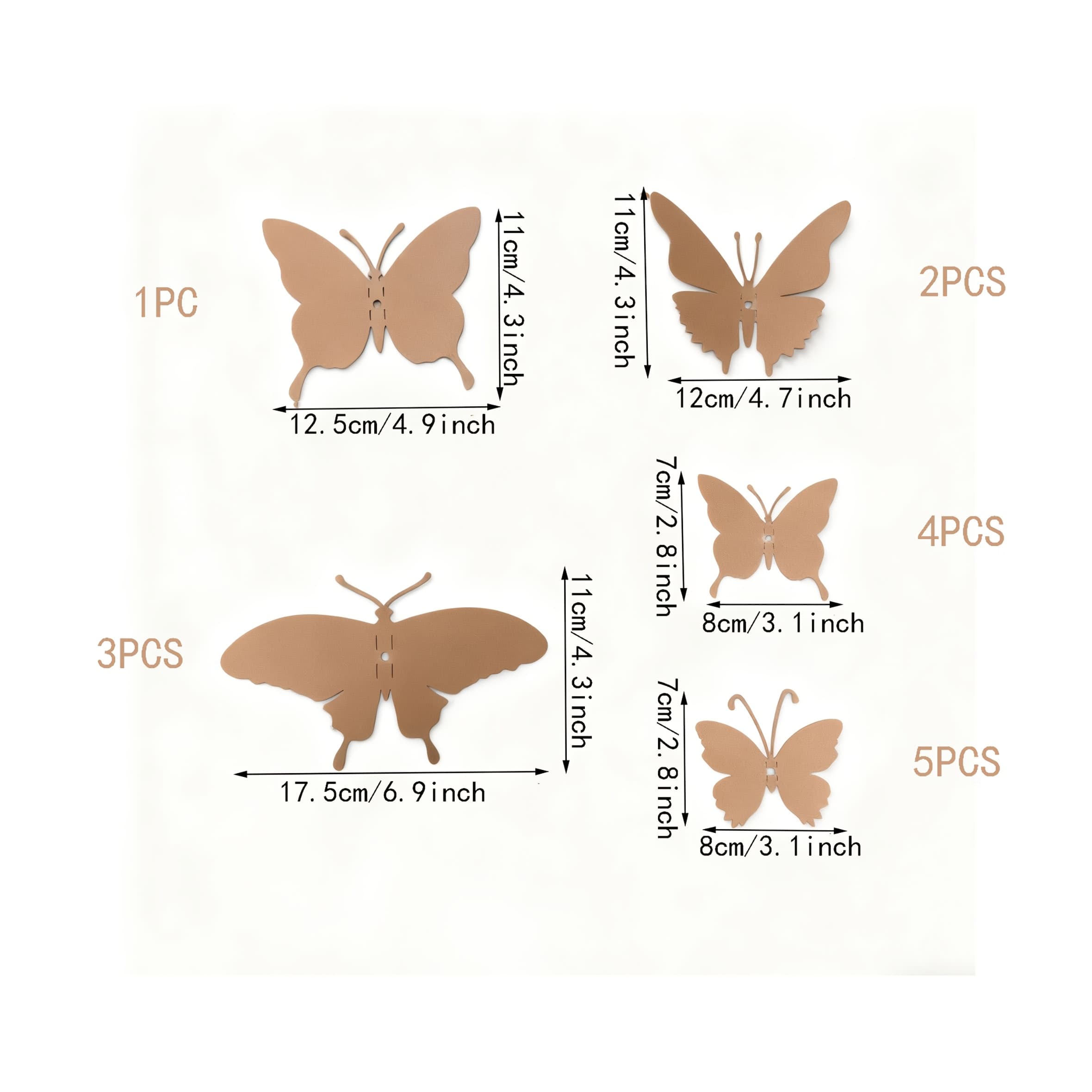 TEMU 15pcs Metal Wall Decor Outdoor Garden - Wind-resistant Weatherproof Suitable For Fence, Patio, Balcony - Elegant Metal Wings Art, Lawn & Yard Decoration, Installation (no Tools/wire)