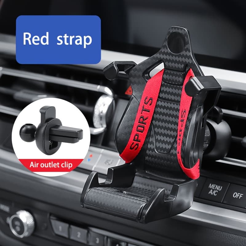 TEMU Carbon Fiber Pattern Racing Seat Style Phone Holder Gps Mount Compatible With Iphone Xiaomi Huawei Air Vent Smartphone Holder