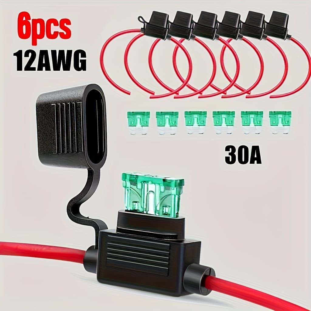 TEMU 6pcs Automotive Fuse Holders - 12awg, Atc/ato, 30a Blade Type For Standard Wiring Harnesses