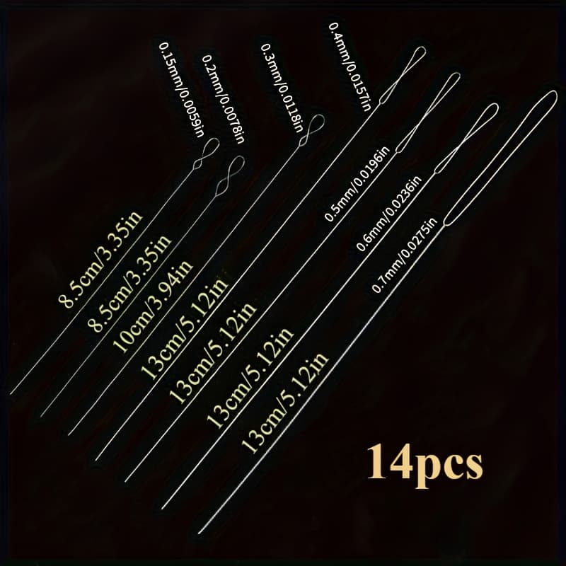 TEMU A Set Of 13 Stainless Steel Beading Needles Designed For Heavy-duty Use, Featuring Large Holes Ideal For Jewelry Creation, Beading, Weaving, And Crochet. Needles Come With Tips