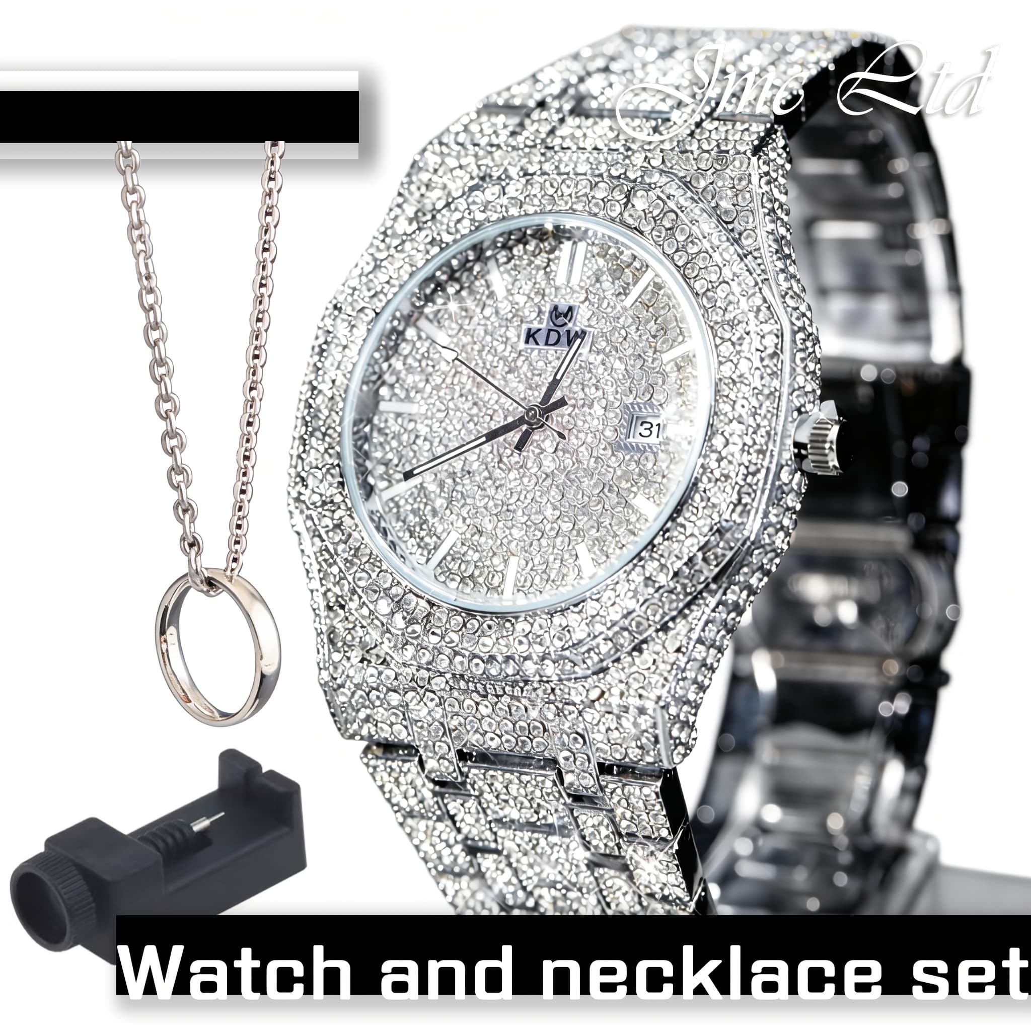 TEMU Luxury Hip Hop Bling Watch West Style Wristwatch, High-end -the-dark For Rappers, Christmas Valentine's Thanksgiving Gifts