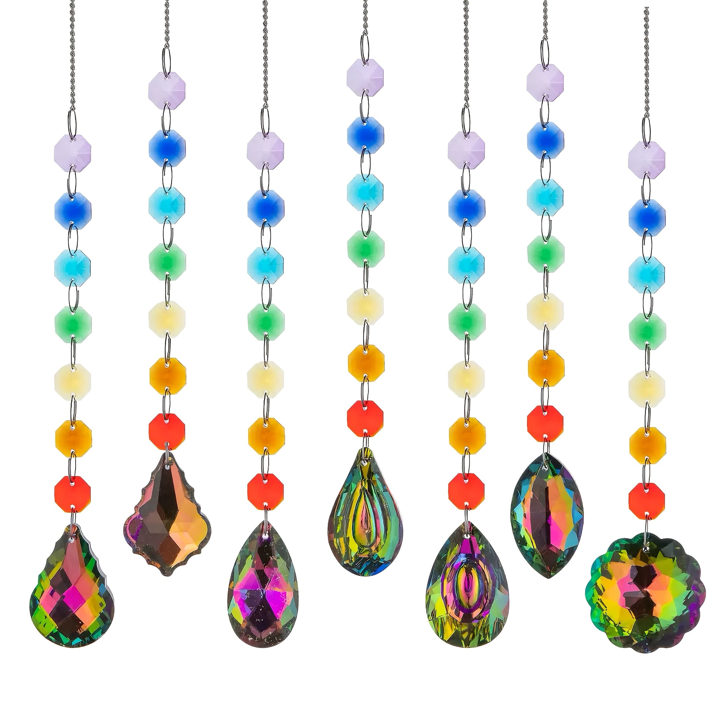 TEMU Set Of 7 Vibrant Catchers Featuring A , Handmade Glass Ornaments Come With Hooks And Are Perfect For Decorating Windows, , Or Gardens. Ideal Gifts For Valentine's Day, Christmas, Or Weddings