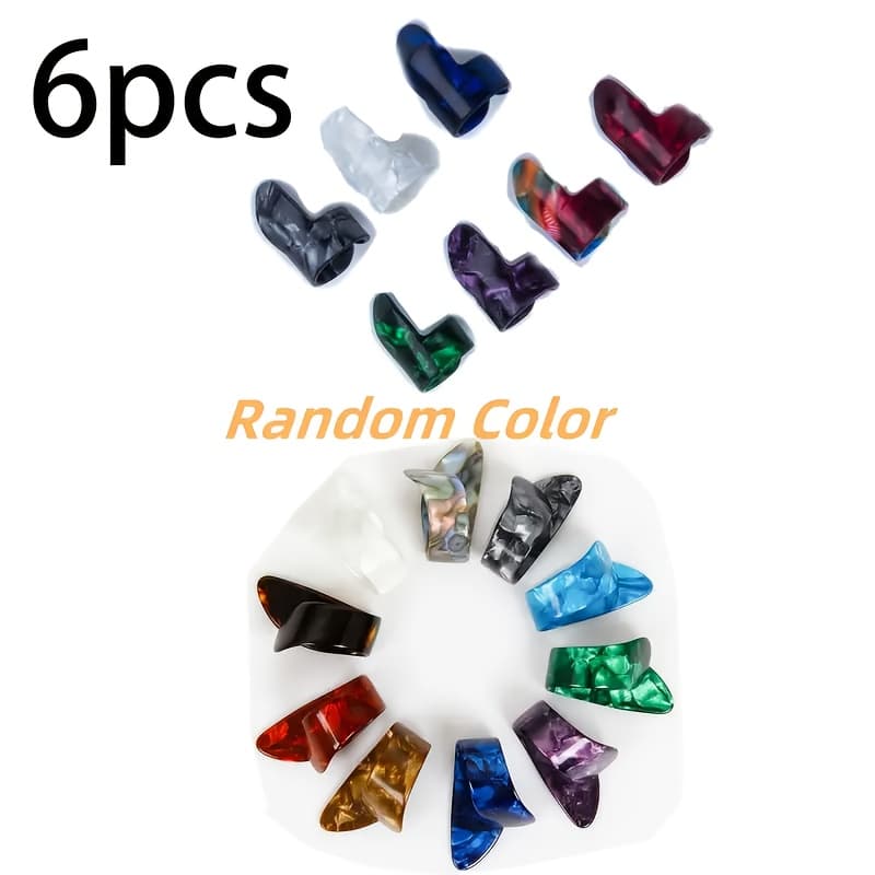 TEMU 6pcs/set Guitar Parts, Finger Picks. Guitar Picks, Guitar Bass Finger Practice, Thumb, Index Finger Picks, Protecting Finger Picks, Random Delivery Color