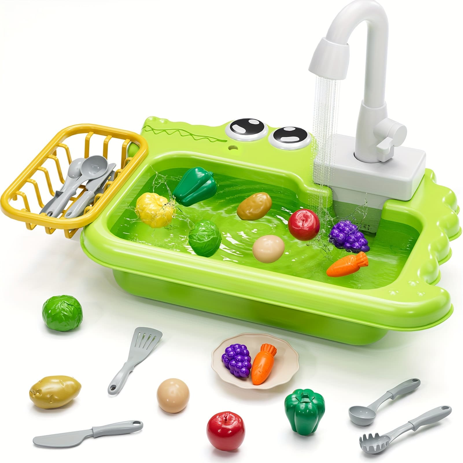 TEMU Mini Sink Toy, Play Sink With Running Water, Automatic Water Cycle System, Kids Pretend Role Play Dishwasher Toys For Boys And Girls
