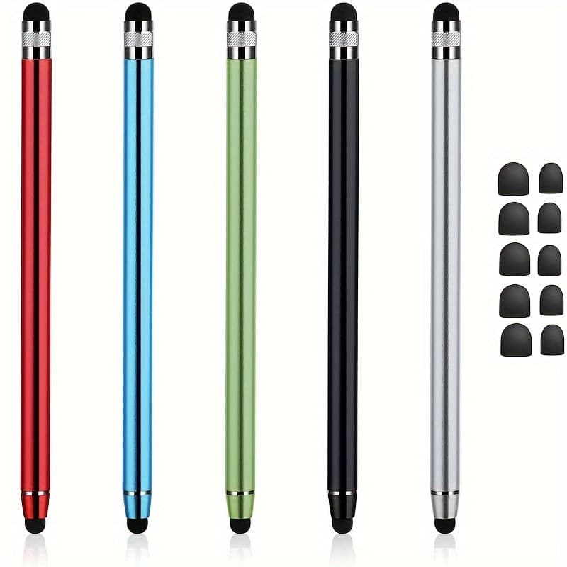 TEMU 5-pack Dual-tip Universal Stylus Pens For Touch Screens, Silicone Tip Pencil For Smartphones And Tablets, Compatible With Ipad 4, Non-electronic, No Battery Required