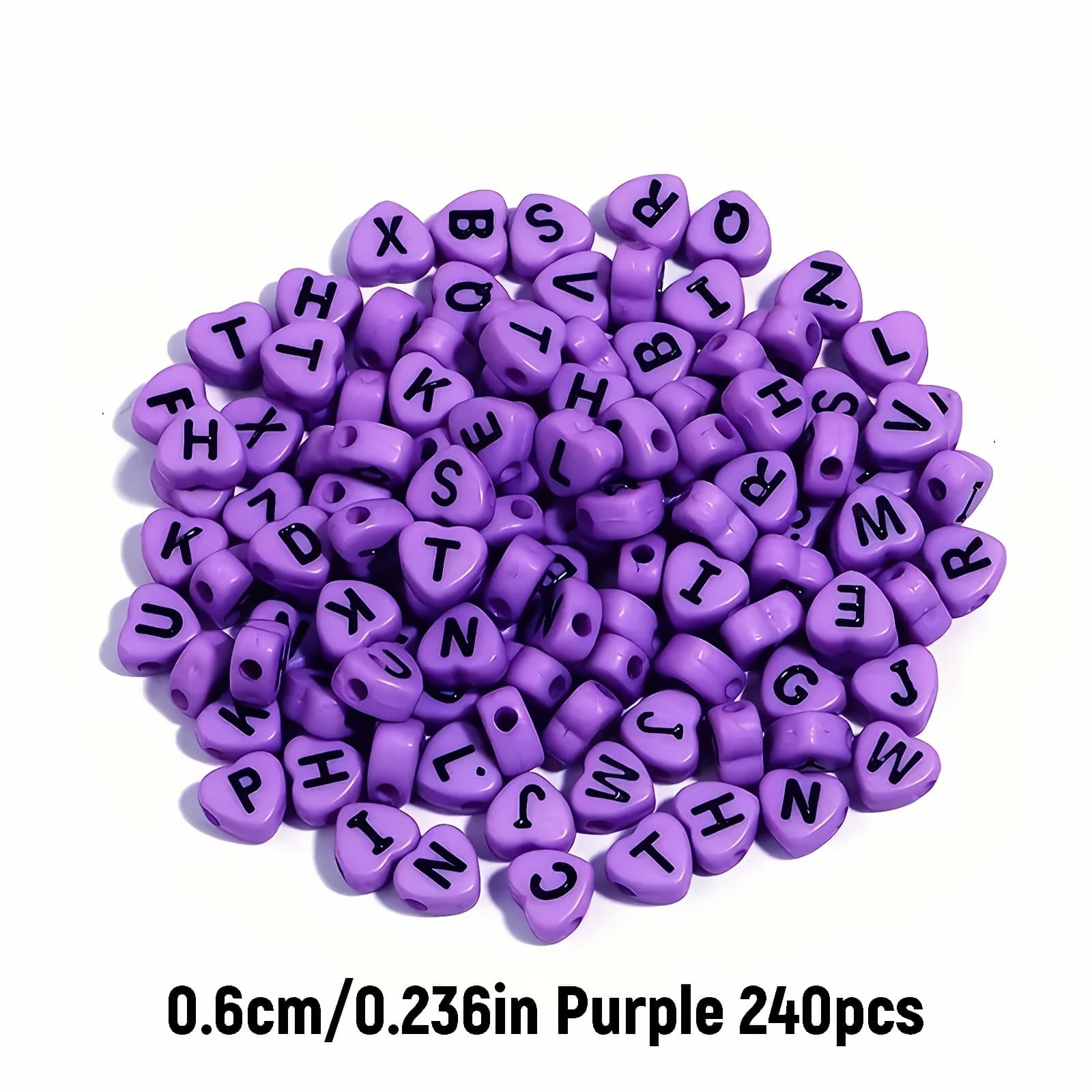 TEMU 240pcs Heart-shaped Alphabet Beads - A-z & Lowercase Letters, Acrylic Diy Craft Beads For Jewelry Making, Bracelets, Necklaces, Keychains - Multicolor-free Supplies, Compatible (a-z) For & S