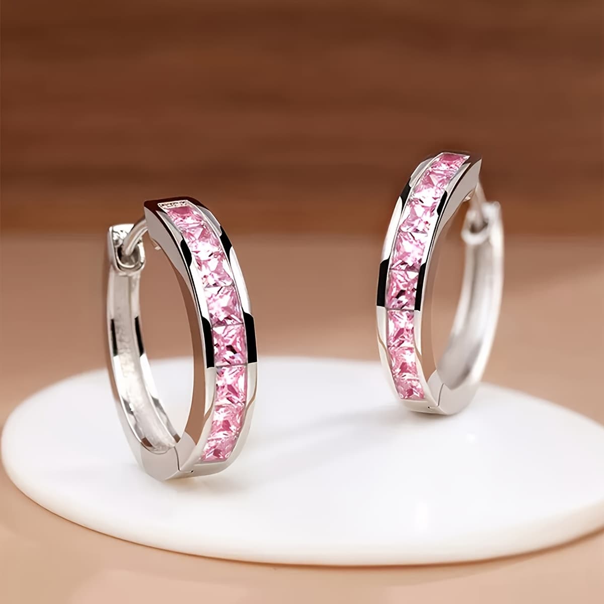 TEMU Of Women's Fashion Hoop Earrings With Simple Synthetic Synthetic Zirconia , Casual Party Jewelry Gift In Multiple Colors