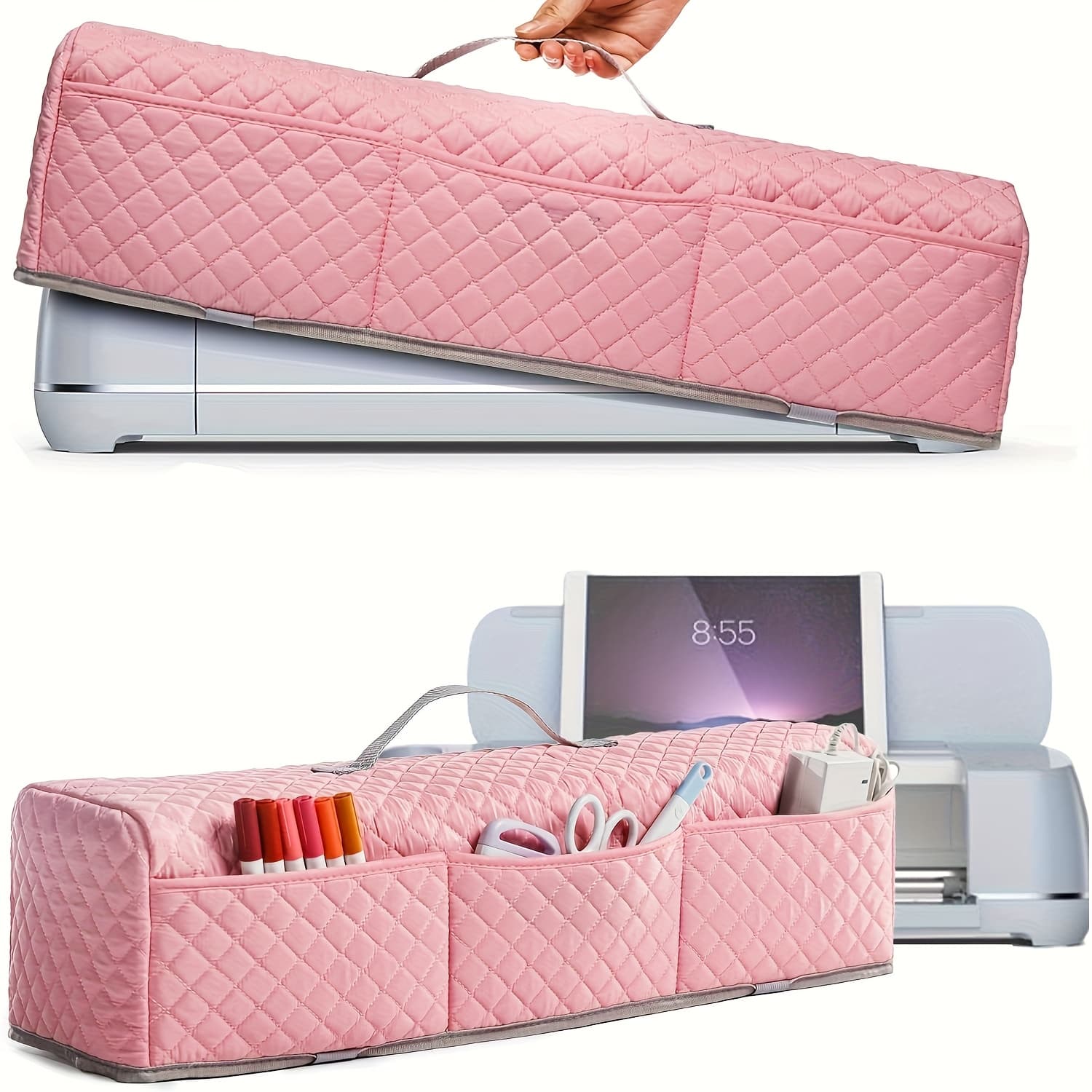 TEMU Dust Cover With Padding Suitable For Maker, Maker 3, Air 2, And 3 Machines, Featuring Pockets For Additions (pink)