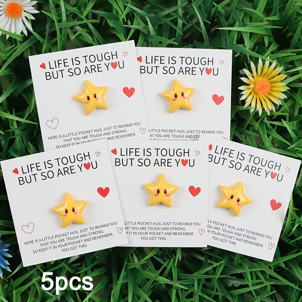 TEMU 5pcs Hug Cards, -shaped Keepsake, Inspirational Message, Friendship Day/get Well/good Luck Gifts For Star Enthusiasts, ,