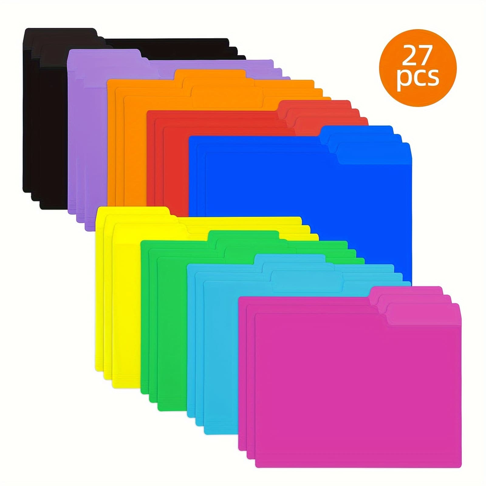TEMU 27/54 Pack 9 Colors Plastic Manila Folders, Back To School Folders Letter A4 Size, Poly Filing Folders - Heavy Duty 1/3 Cut Tab, Classroom Organization, For Office, Teaching, Students And School