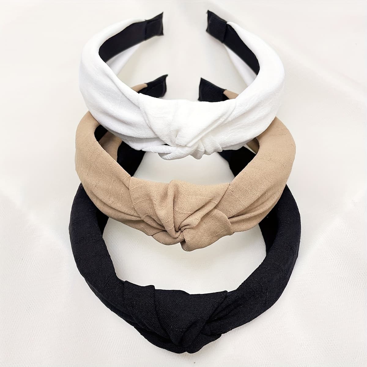 TEMU Set Of 3 Women' Solid Color Fabric Commuting Wide Headbands, Elegant And Sweet Wash Headbands, Hair Accessories Suitable For Daily Use