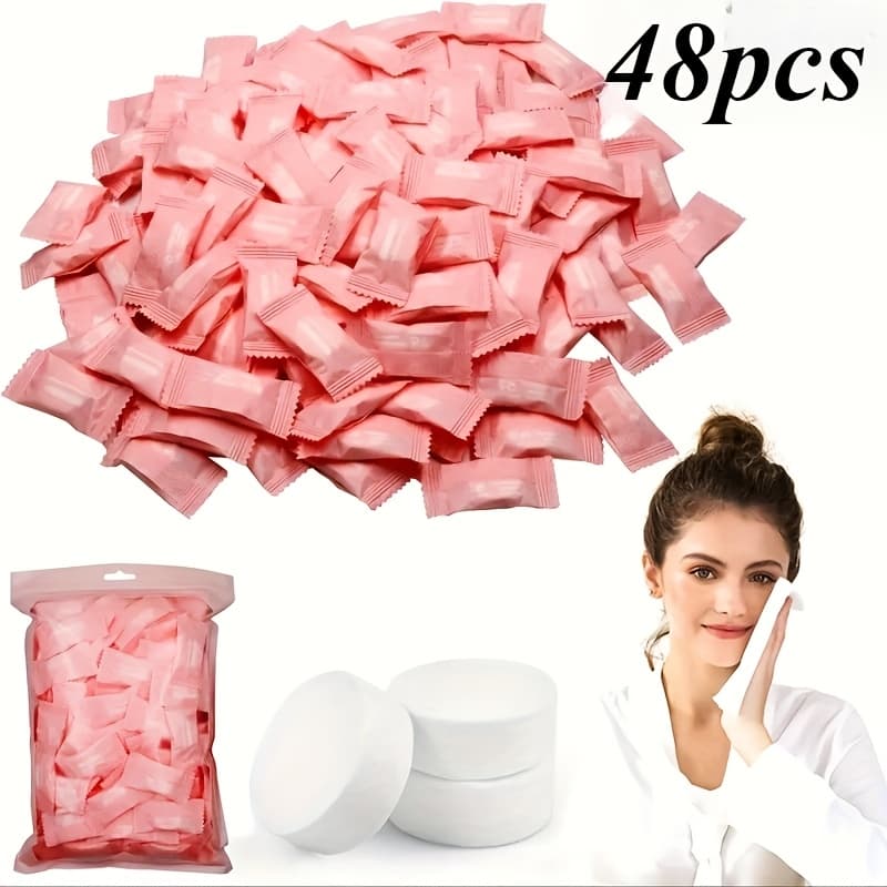 TEMU 48pcs Portable Absorbent Disposable Compressed Towels - Lightweight, Suitable For Outdoor Travel And Camping, Homeless Supplies, Disposable Face Towels, Disposable Washcloths