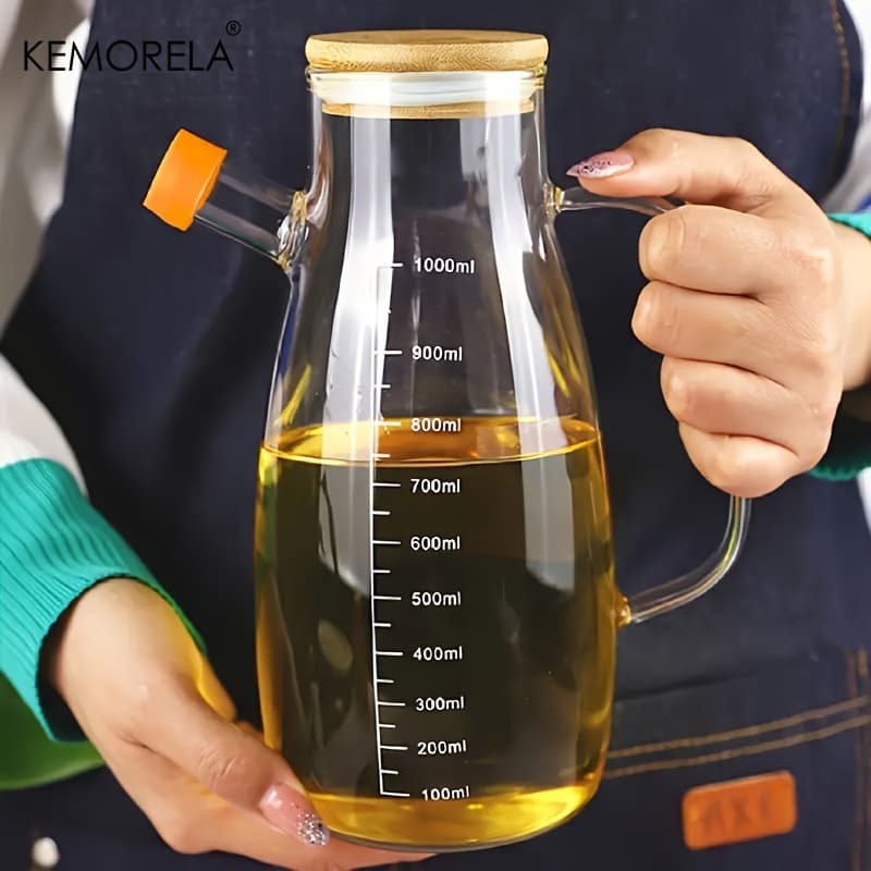 TEMU 1pc, Oil Bottle, Glass Olive Oil Bottle, Oil Leak-proof Bottle, Oil Storage Bottle, Condiment Bottle, Vinegar Bottle, Kitchen Outdoor Bbq Picnic Condiment Container, Kitchen Supplies