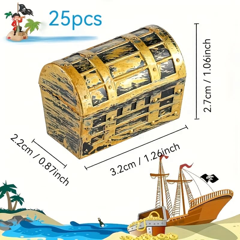 TEMU 25pcs Mini Pirate Suitable For - Vintage Gift Boxes With Mini Treasure Boxes, Pirate Party Decorations, Treasure Hunt Favors, Party Supplies