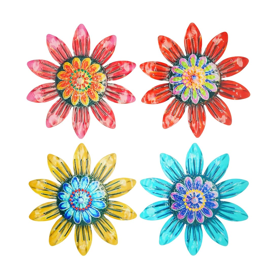 TEMU 2d Flat, 2d Flat 4pcs Metal Flower Craft Ornaments, Home Decor, Gift Decoration, Yard Decor, Bedroom And Living Room Decor, Party Decoration, Wedding Decoration, Wall Decor, 2d Flat