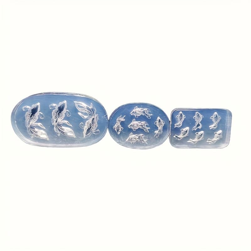 TEMU 3pcspcs (3pcs/set) Koi Fish & Carp Ornaments Silicone Mold Suitable For Epoxy Resin, Clay, Wax - Diy Craft Molds For Making, Resin, Miniature Fish Figurines, Release Oval Shaping