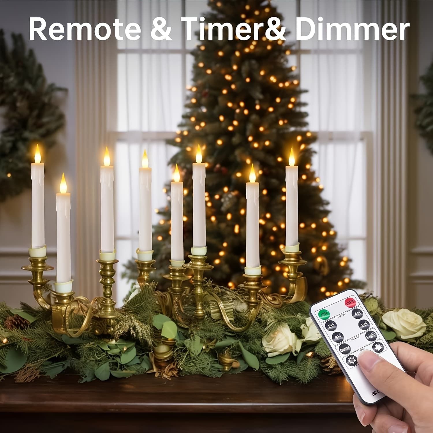TEMU 6 Flameless Ivory Cone Candle Flashing Remote Control Suitable For Home Decoration, Halloween Holiday Gifts