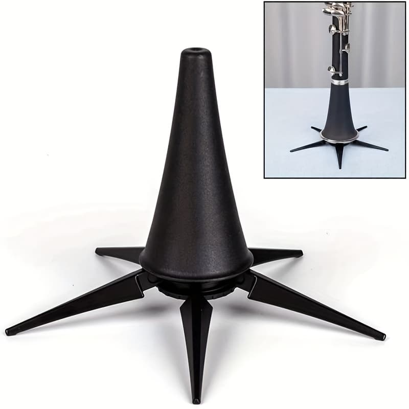 TEMU Foldable Clarinet Stand Bracket Black Metal Holder Support Portable Placement Rack Musical Instrument Accessories