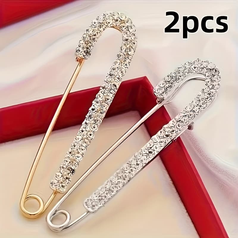 TEMU 2pcs ' Cute & Luxurious Brooches - Sparkling Synthetic Zirconia Suitable For Pants Waistband, Shoe Accessories Or Clothing Fastening, Valentine' Day For Wear, & Everyday Outfits (2pcs)