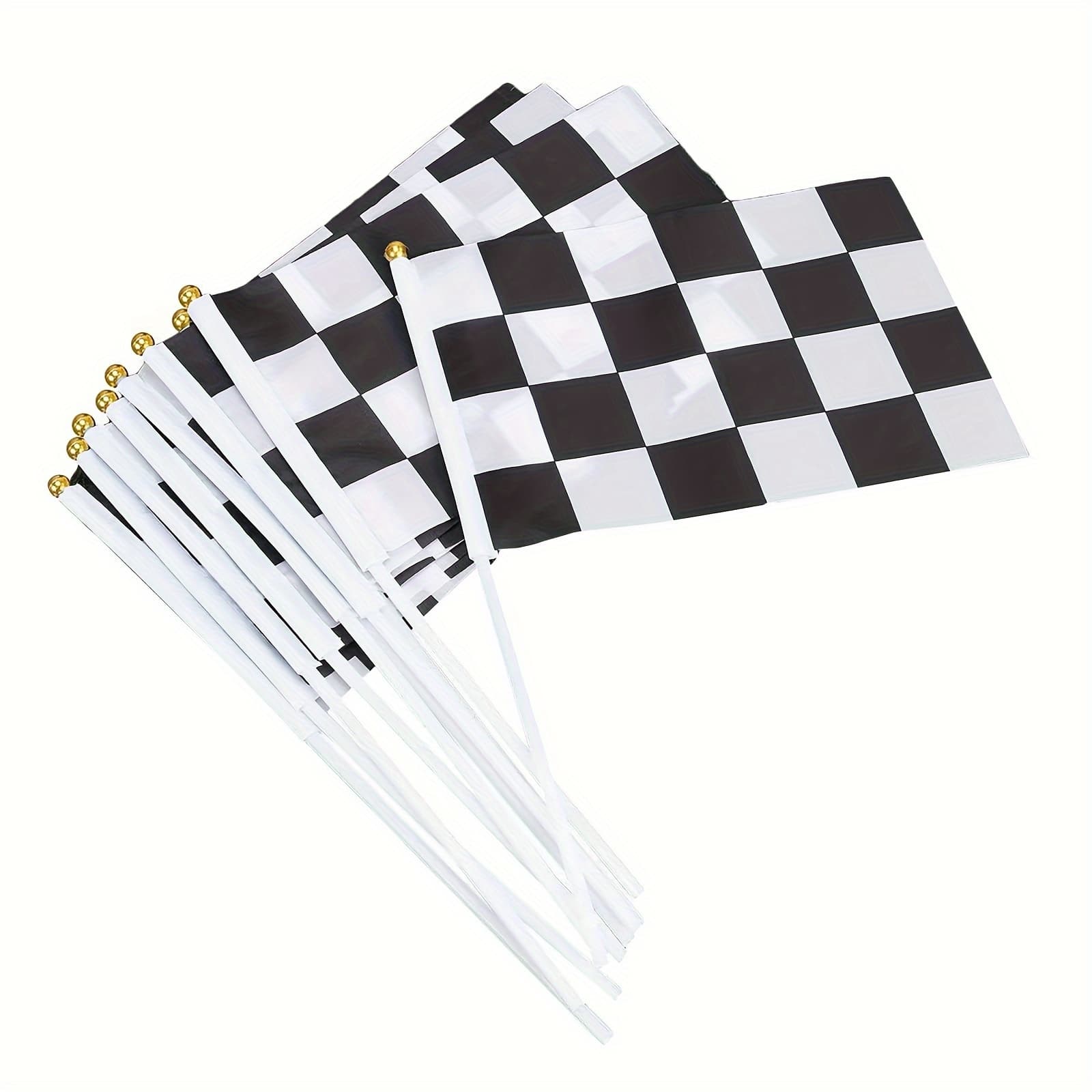 TEMU 10 Black And White Racing Flags, Checkered Hand Held Flags For Racing Party Decorations, Decorating For Sporting Events, Racing Themed Parties, Birthday Parties, Soccer Flags