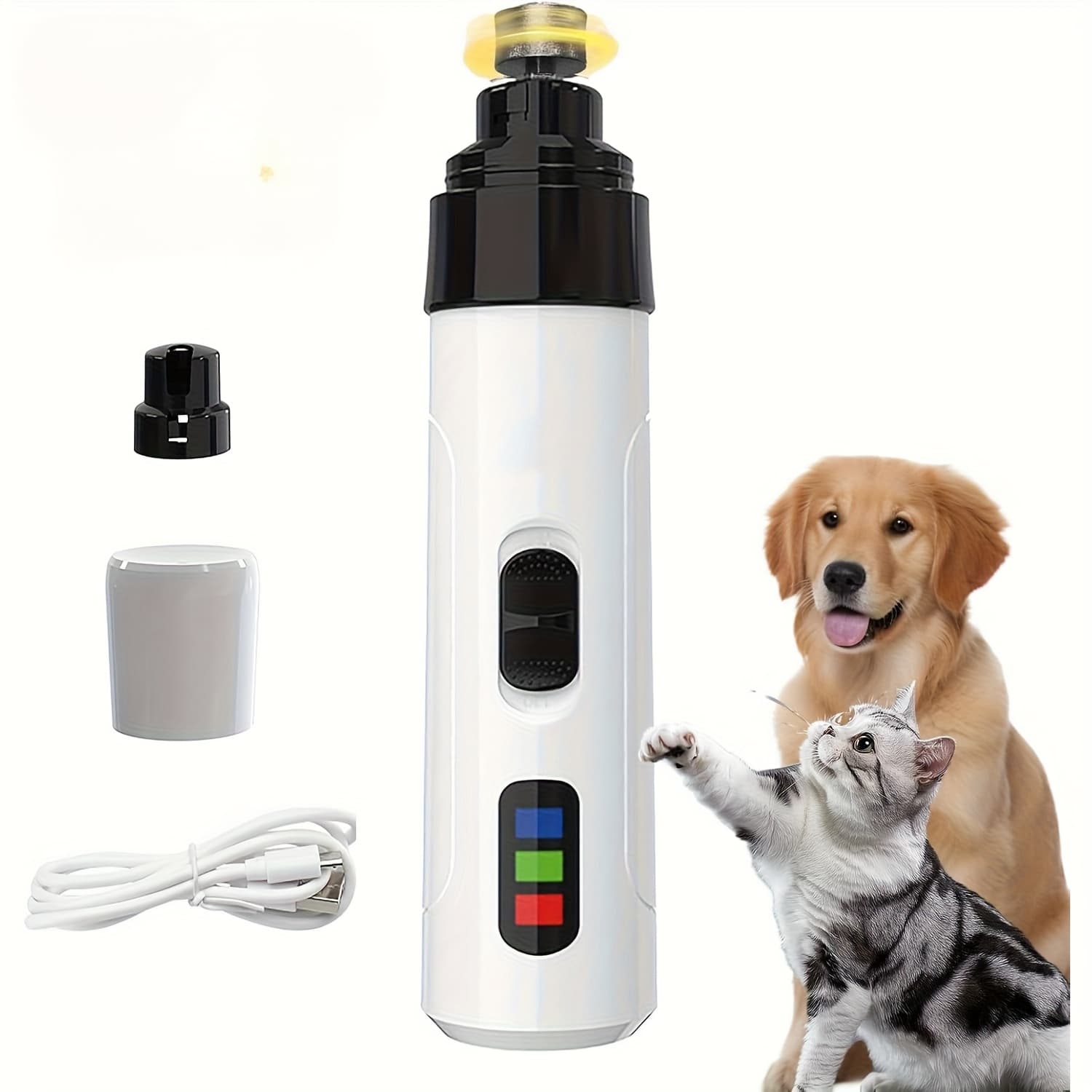 TEMU Silent Nail Grinder, 2025 New Dog Nail Trimmer, Usb Rechargeable Pet Nail Grinder, Dog Nail Trimmers, Grooming Smoothing Tool