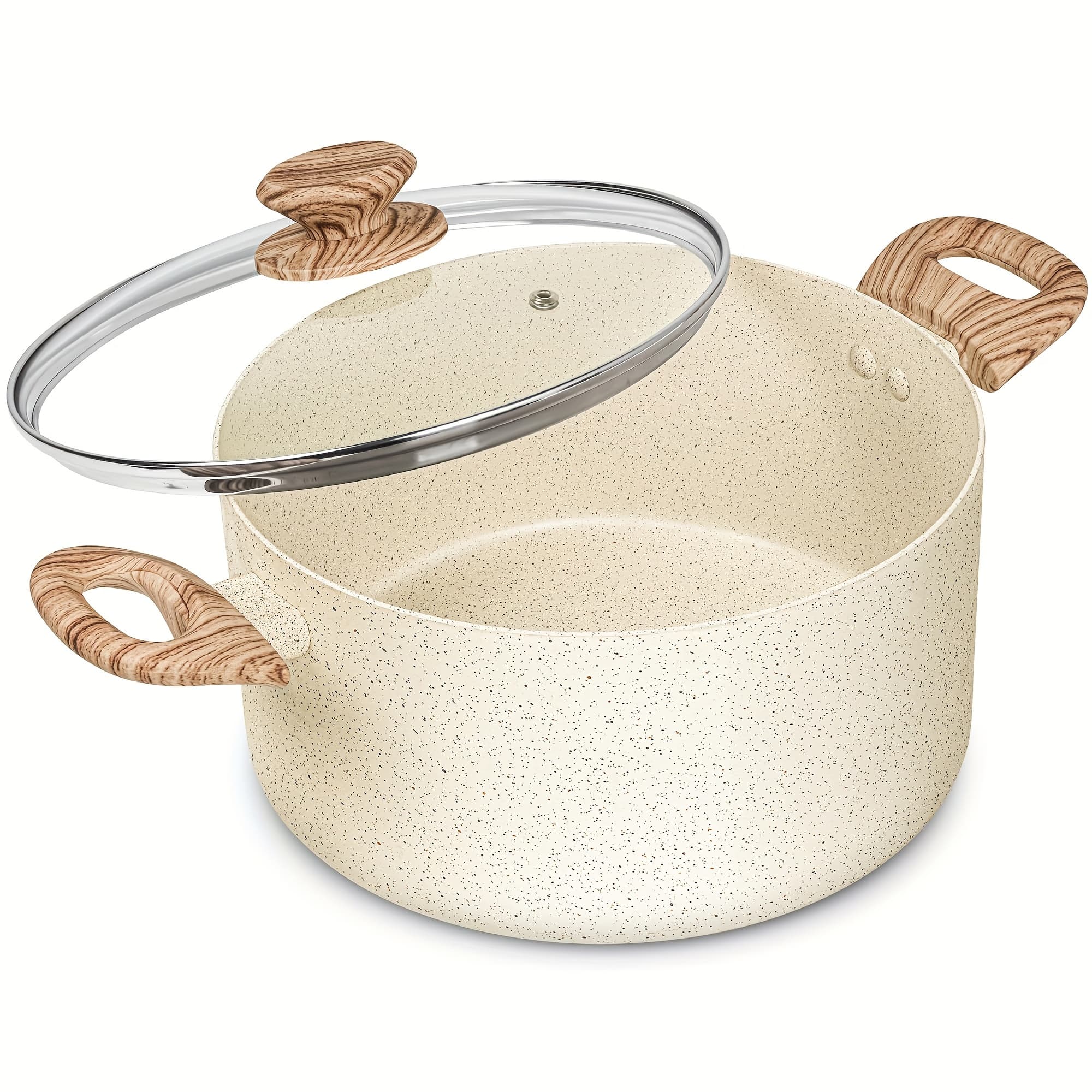 TEMU With Lid, Granite Soup Pot With Lid, Induction Pot With Stay-, Nonstick Soup Pot With Lid