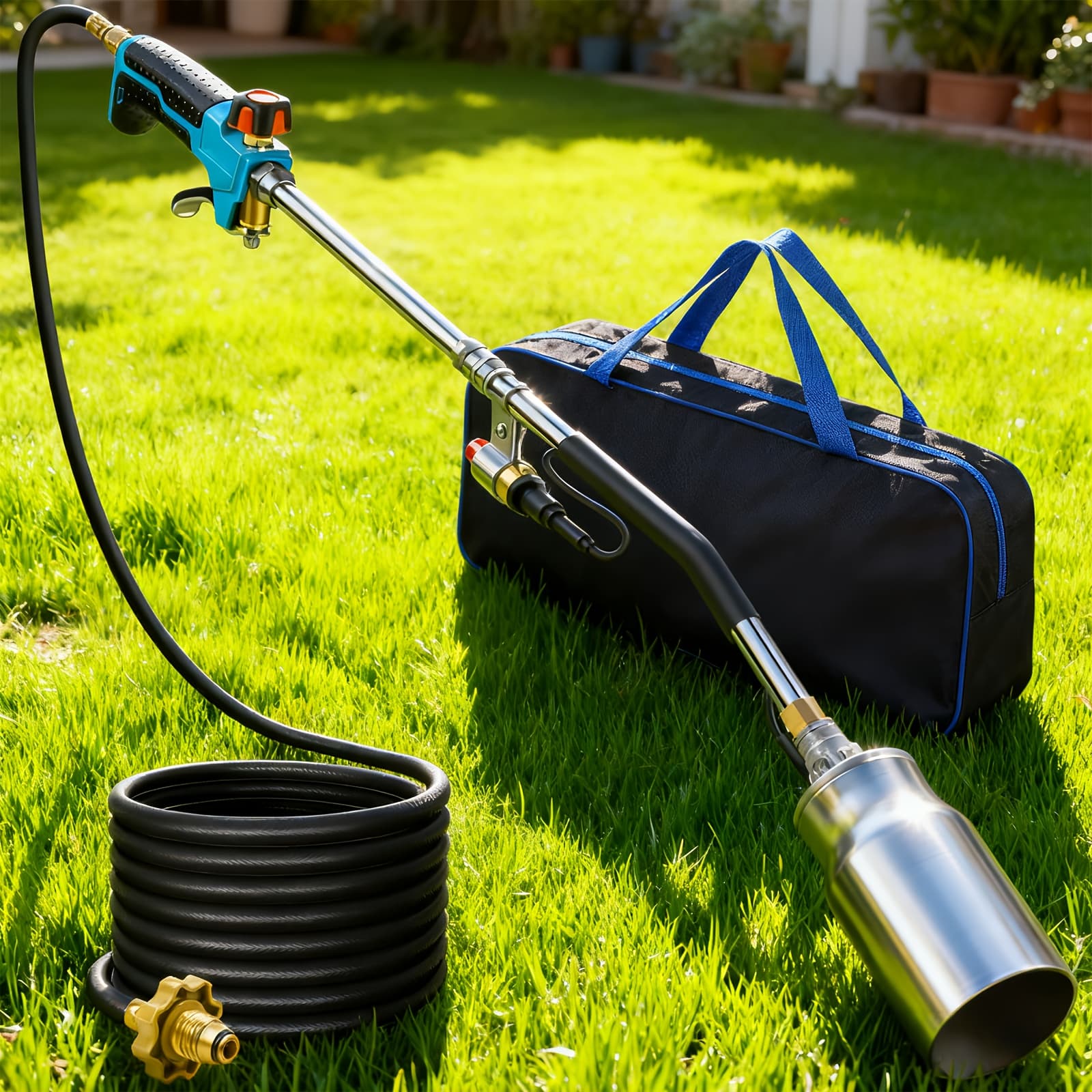 TEMU 10ft Propane Weed Torch Kit, High-output Professional For Weeding Roofing , Heavy Duty With Self Igniter And Long Hose, Perfect Father's Day Gift