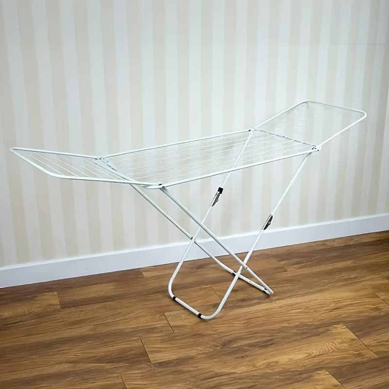 TEMU Clothes Drying Rack, Foldable 2-level Laundry Drying Rack, Free-standing Large Drying Rack, With Height-adjustable Wings, Foldable For , White, Drying Racks
