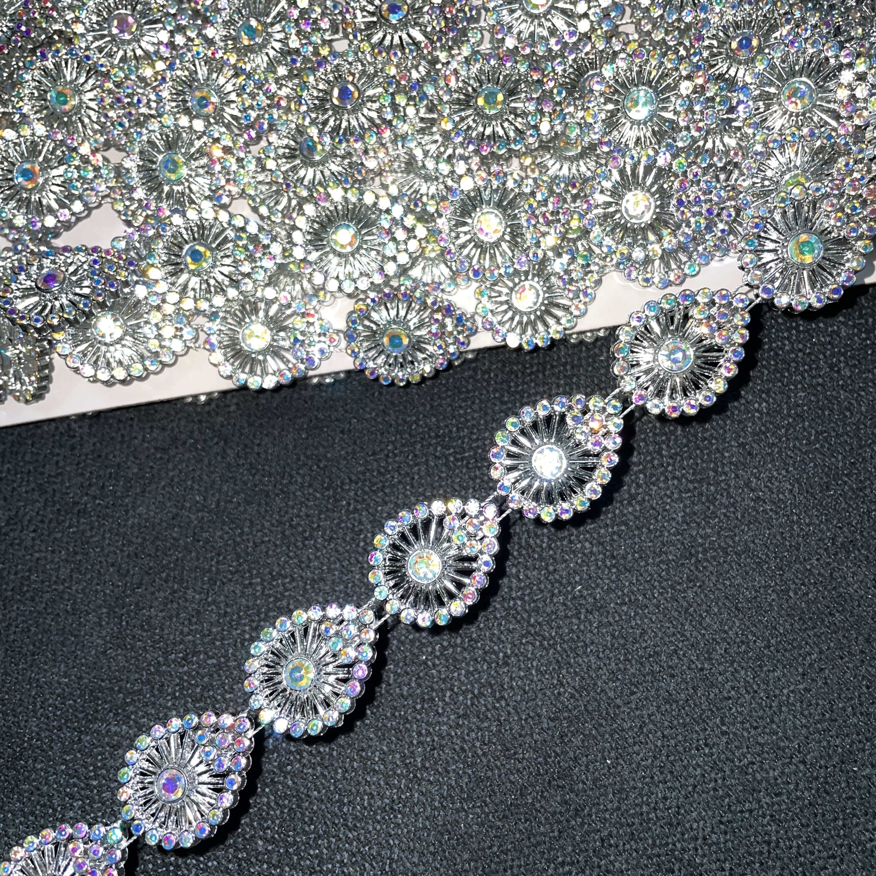 TEMU 128ccm/50.39in Teardrop-shaped Sewing Decorative Lace, Ab Iridescent Lace, Sparkling Inlay, Perfect For Party Dress Hat Decoration, Box Decoration, Shoe Decoration, Diy Craft Decoration