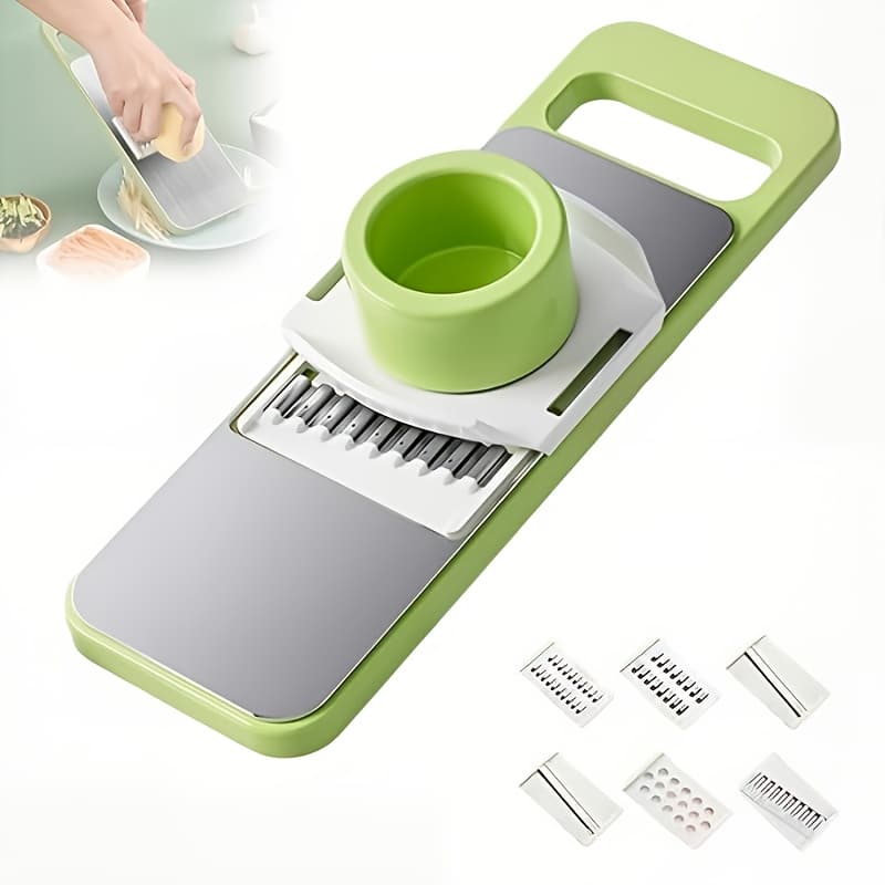 TEMU 6-in-1 Mandoline Vegetable Slicer, Kitchen Tool With Stainless Steel For Slicing, Shredding, Julienne & Waffle Cuts