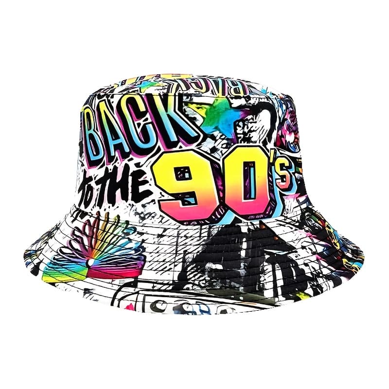 TEMU 1pc Vintage 90s Graffiti Letter Print Bucket Hat - Lightweight, Fisherman For , Machine Washable