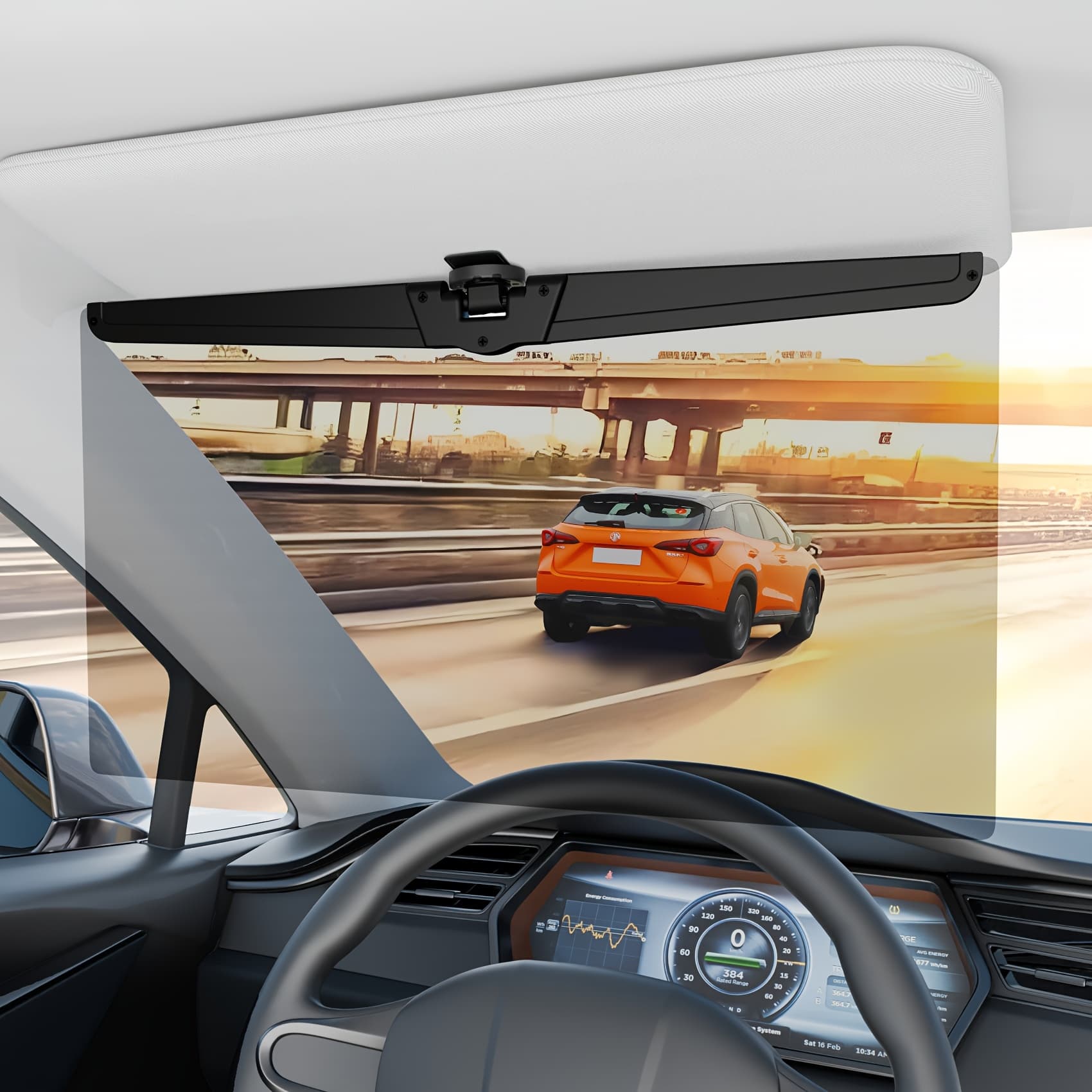 TEMU Adjustable Polarized Car Sun Visor Extender – Clip-, Sun Blocker For Driving , Suitable For All Vehicles, Sun Visor For Car