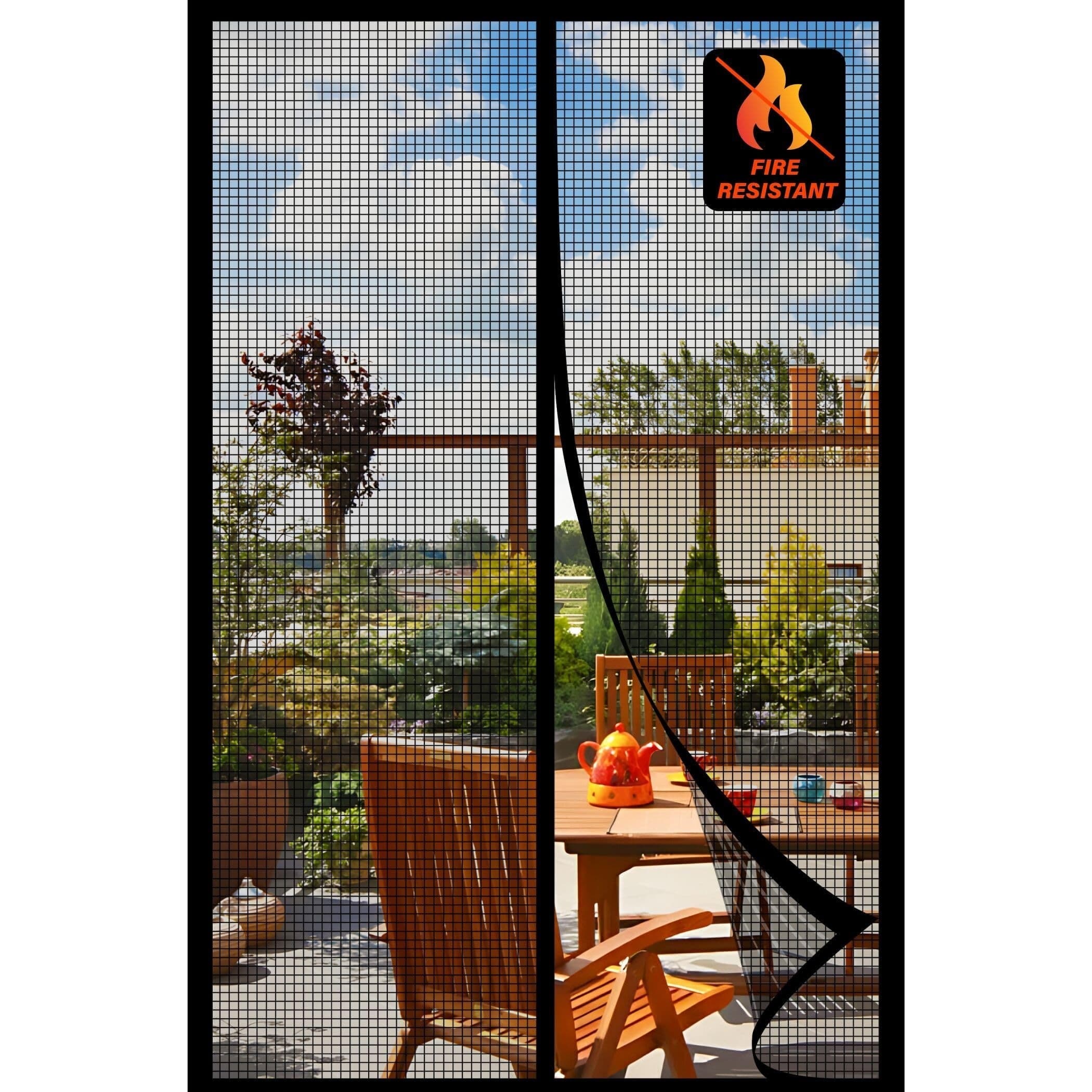 TEMU Magnetic Screen Door - Self Sealing, Heavy Duty, Keep , Pet Friendly, Screen Door Mesh For Front Backyard, Patio Sliding Door, Hands Free Door Screen, Black
