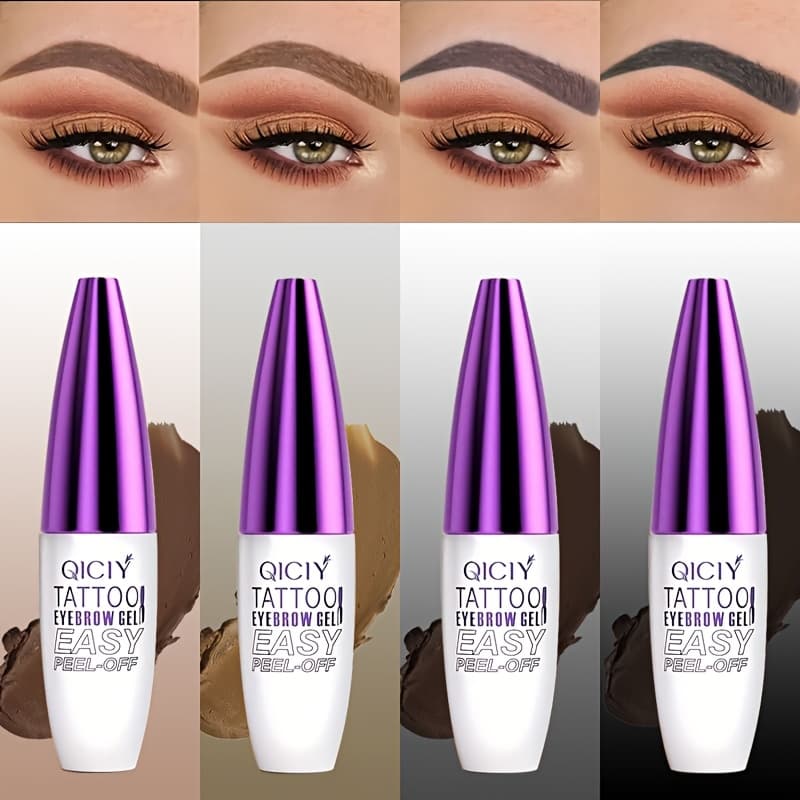 TEMU 4pcs 4-color Eyebrow Gel Set, Waterproof, Semi-permanent, Long-lasting, , Sweat-resistant, Forms A Film, Removable, Creamy, With Easy-removal Formula