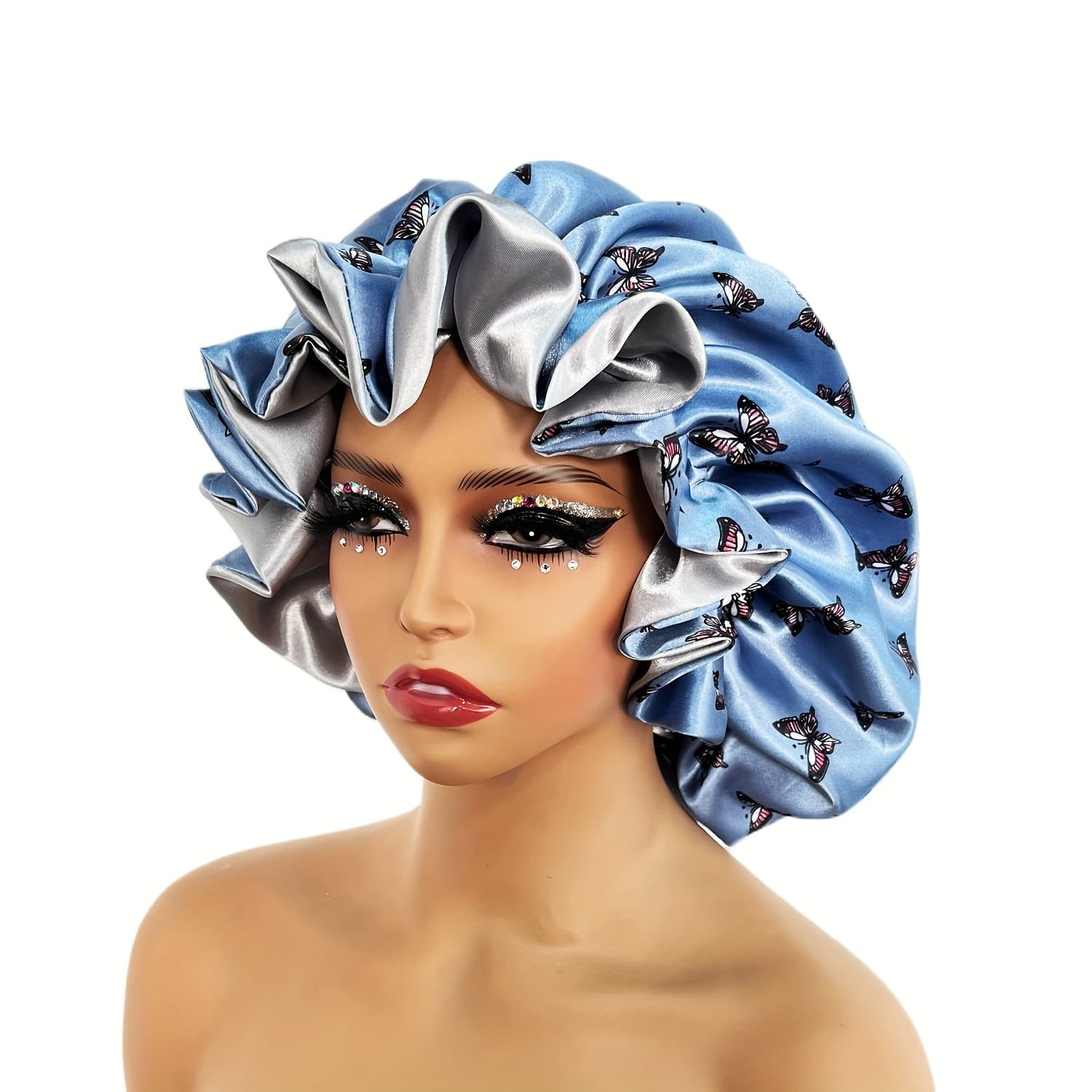 TEMU Large Double-layered Bonnet, Hair Bonnet For Sleeping, Shower , With Printed Patterns, Reusable Hair Care Wrap Sleep Caps For Women Care