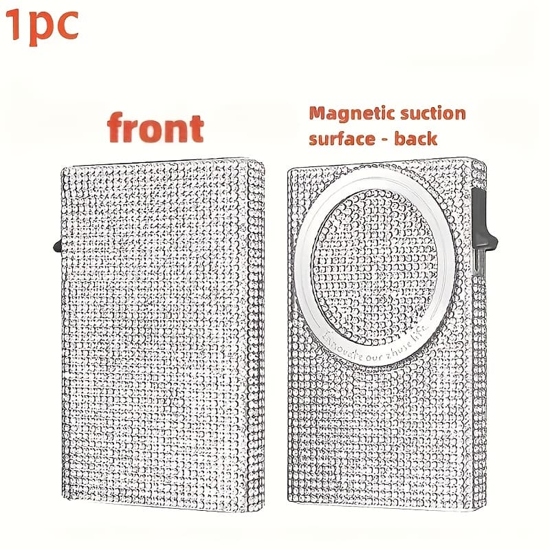 TEMU Chic And Sleek, This Diamond-patterned Magnetic Wallet Is Ideal For Credit Card Users, Featuring Rfid Protection For