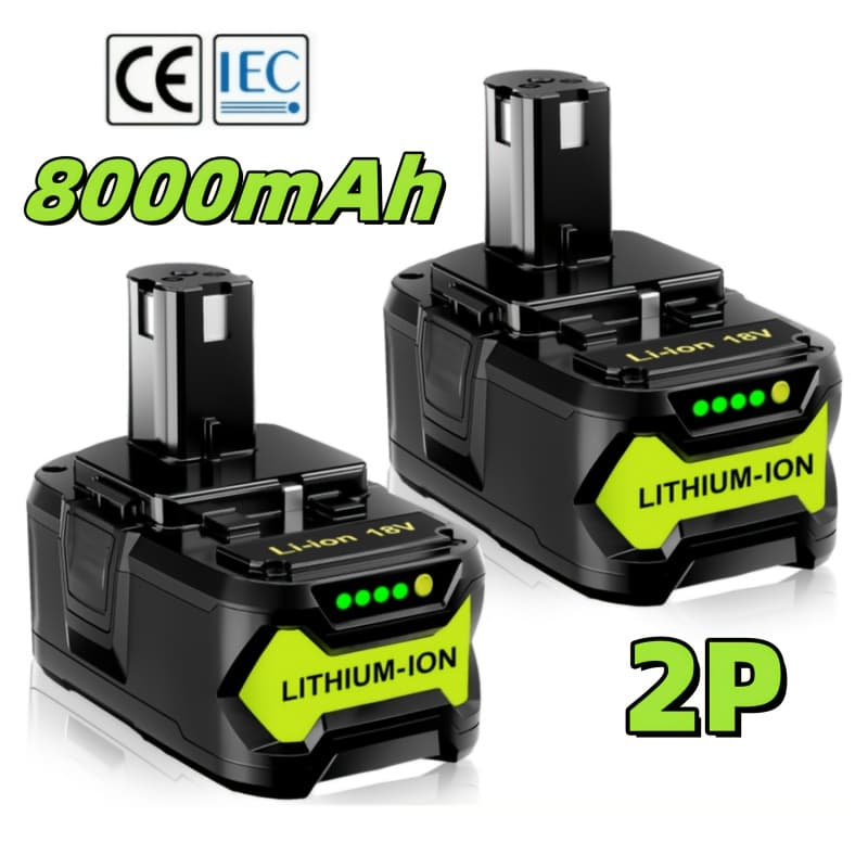 TEMU 2 Sets Of 8.0ah Lithium-ion Batteries That Work With 18v Models P108, , , P104, P105, P107, P109, And P122 For One+ Cordless Tools