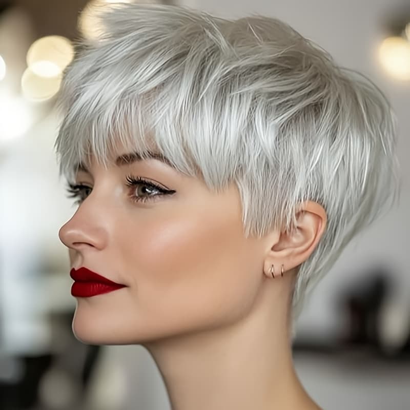 TEMU Short Wig Short Hairstyles Short Cut Wig With Bangs Synthetic Wigs For Women Short Hair Wigs For Party thumbnail 2