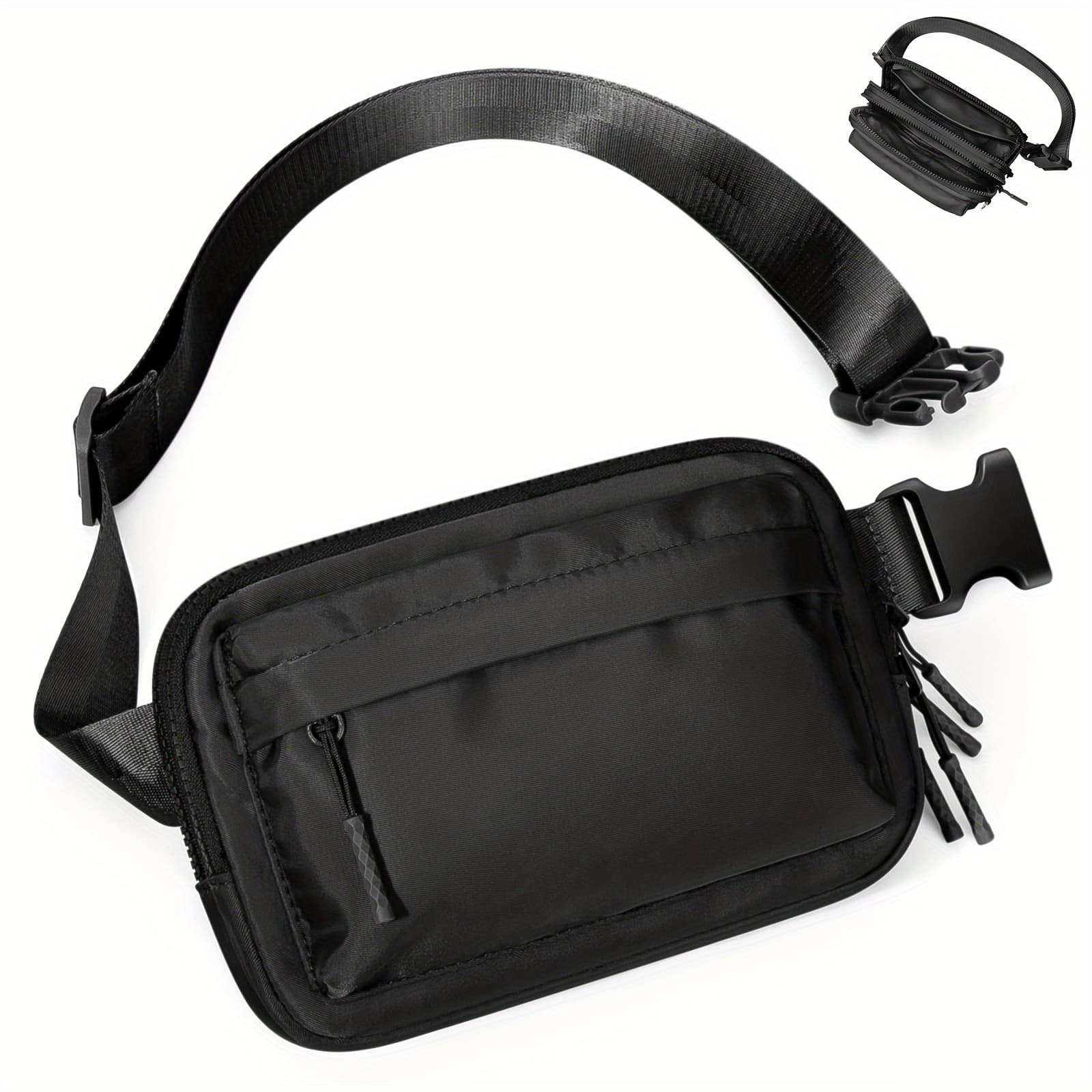 TEMU Fanny Packs For Women Men, Belt Bag With 4 Zipper Pockets, Crossbody Bag, Fashion Waist Packs With Adjustable Long Strap For Workout/running/yoga/shopping/hiking