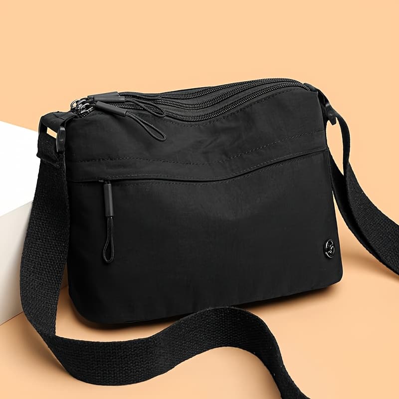 TEMU ' Elegant Nylon Crossbody Bag - Lightweight Adjustable Strap & Zipped Closure Handbag, (brown/grey/green/black) Nylon Fabric Suitable For Daily Use, Casual & Professional - Minimalist