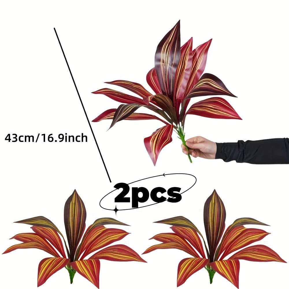 TEMU 2 Pack Artificial And Trees With Red And Yellow Leaves Durable Plastic Decor For Balcony Wedding Party Halloween Christmas Low Maintenance Fake Greenery No Battery