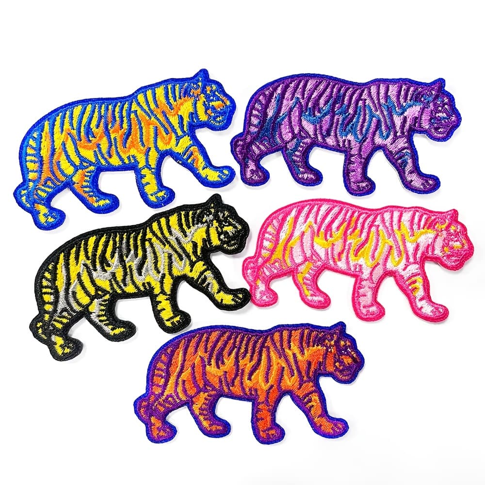 TEMU 5pcs Colorful Tiger Iron-on Embroidery Patches For , Hats, And Bags